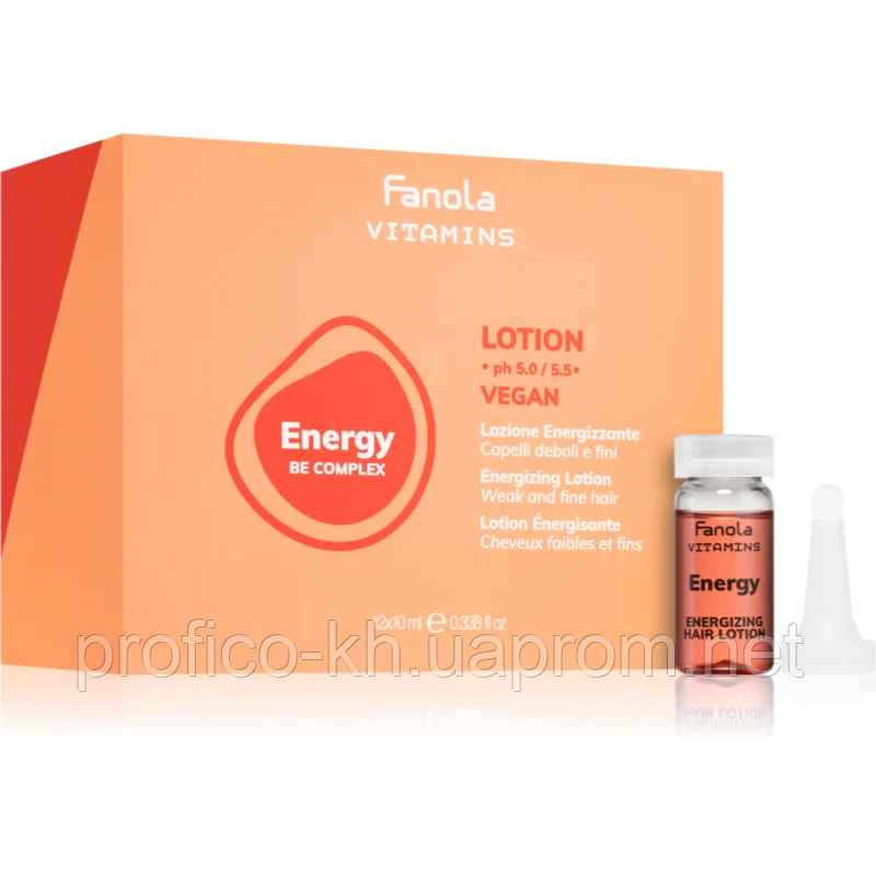 Ампули-лосьйон проти випадіння волосся Energy Fanola,10x12 Vitamins
