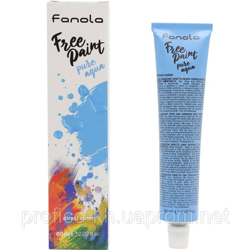 Фарба прямої дії Fanola Free Paint Pure Aqua чиста вода 60 мл Фарба прямої дії Fanola Free Paint Pure Aqua чиста вода 60 мл